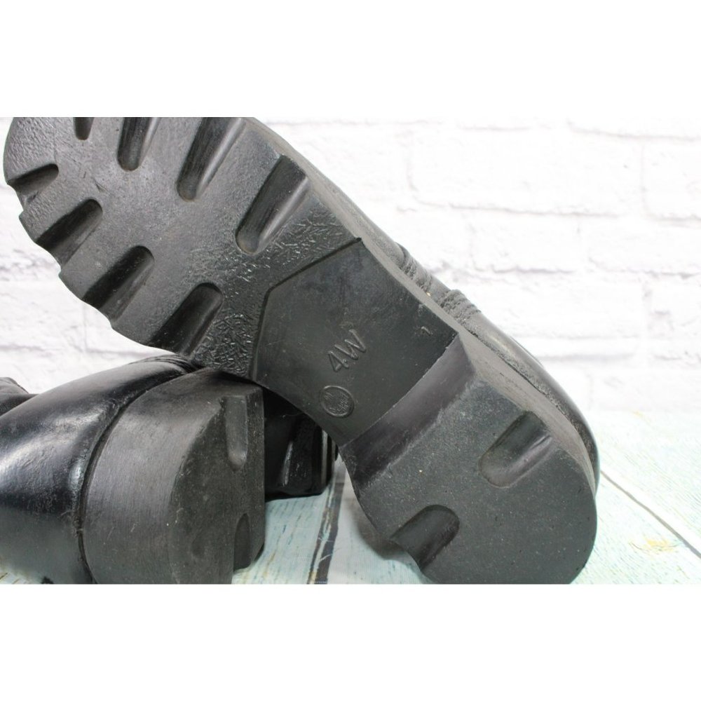 *Unbranded Black Leather Lace Up Mid Calf Work Boots Size 4 Wide - Picture 8 of 9